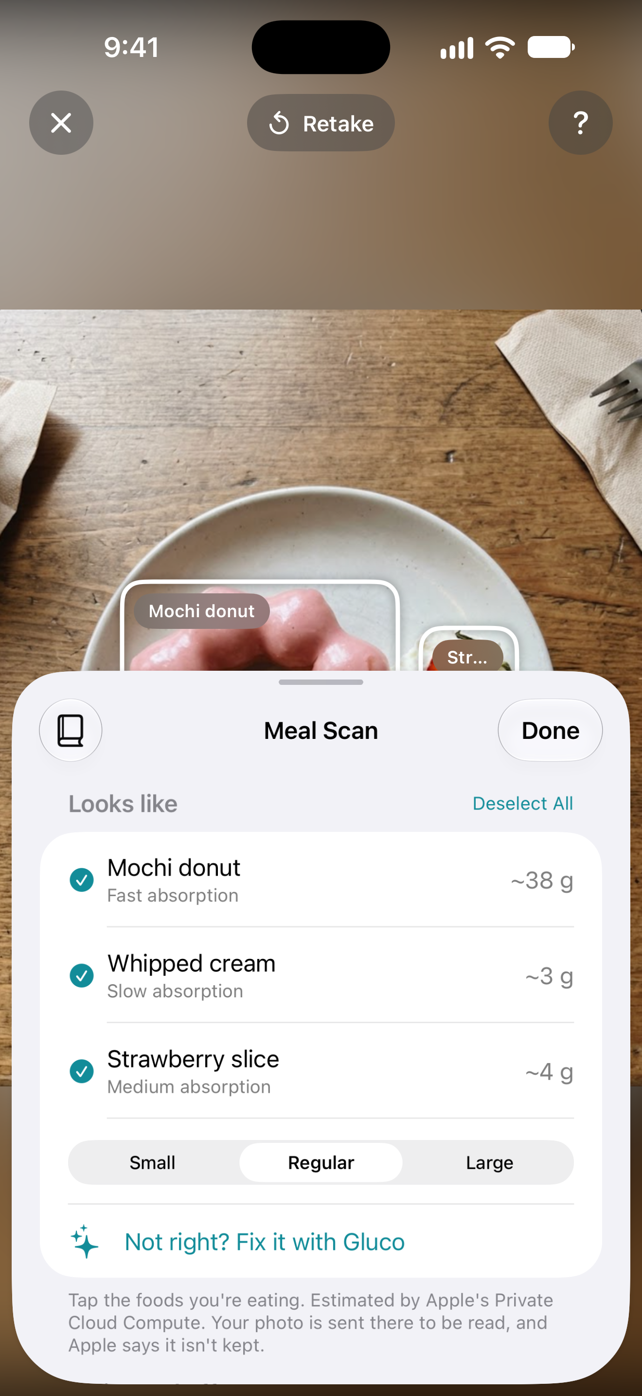 Meal Scan result
